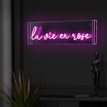 La Vie En Rose Contemporary Glam Acrylic Box USB Operated LED Neon Light - JONATHAN Y